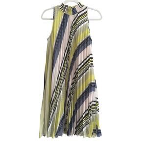 Womens Accordian Shell Lined Shift Dress Classic Medium Wedding Guest Party Chic